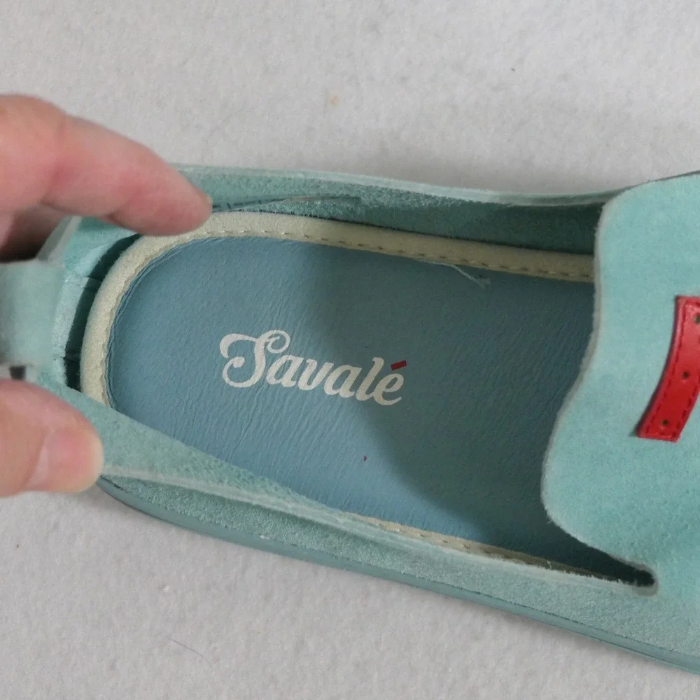 Savale Mens Glover Shoes 6 Turquoise Blue Pig Suede Minimalist Loafer Slip On